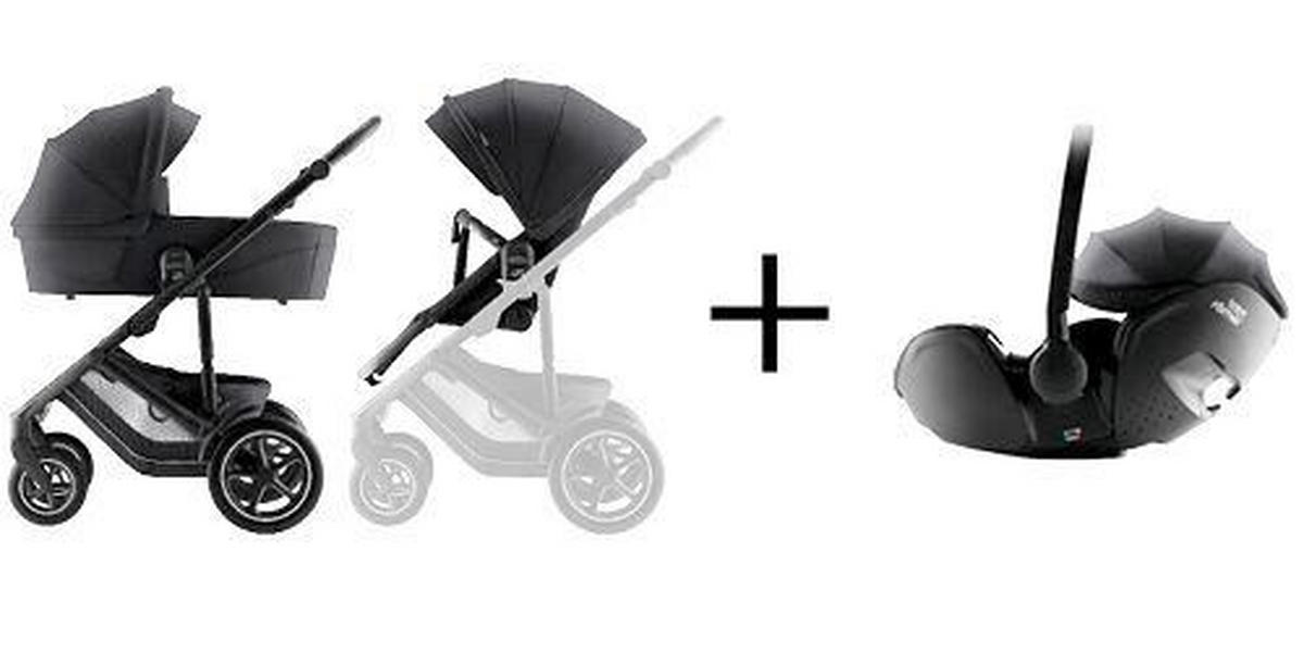 KINDERWAGENSET  Smile 5Z Set  Carbon Black  - Schwarz/Grau, Basics, Textil/Metall (57/112/97.7cm) - Britax Römer