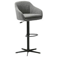 BARHOCKER Webstoff Blau, Schwarz Eisen Sitzfläche 360° drehbar, inklusive Armlehnen  - Blau/Schwarz, Design, Textil/Metall (54,5/88-108/53,5cm) - Cassando