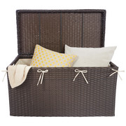 KISSENBOX - Dunkelbraun, KONVENTIONELL, Kunststoff/Metall (82/42/44cm) - Ambia Garden
