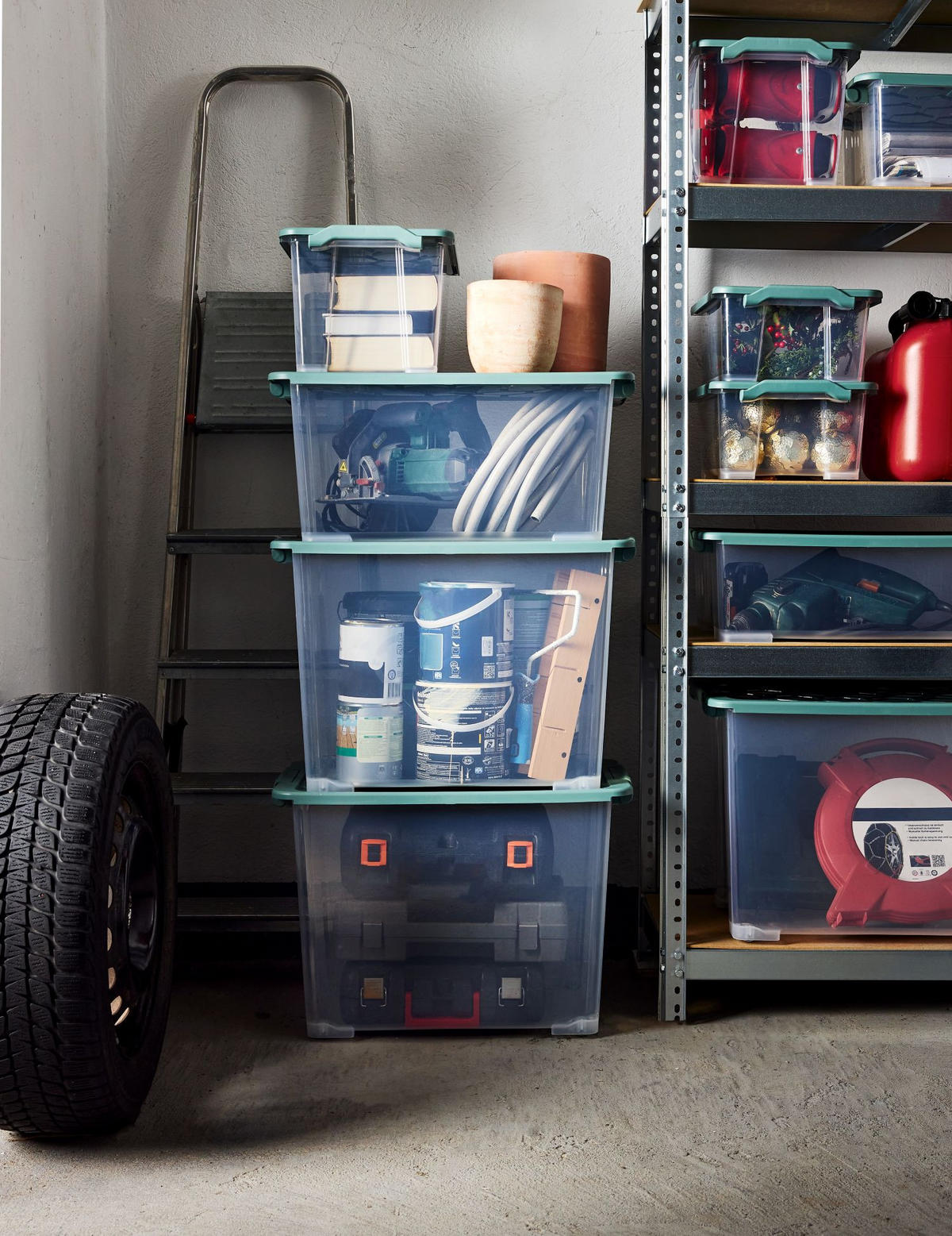 BOX     - Mintgrün, Basics, Kunststoff (28,3/16/39,3cm) - Rotho