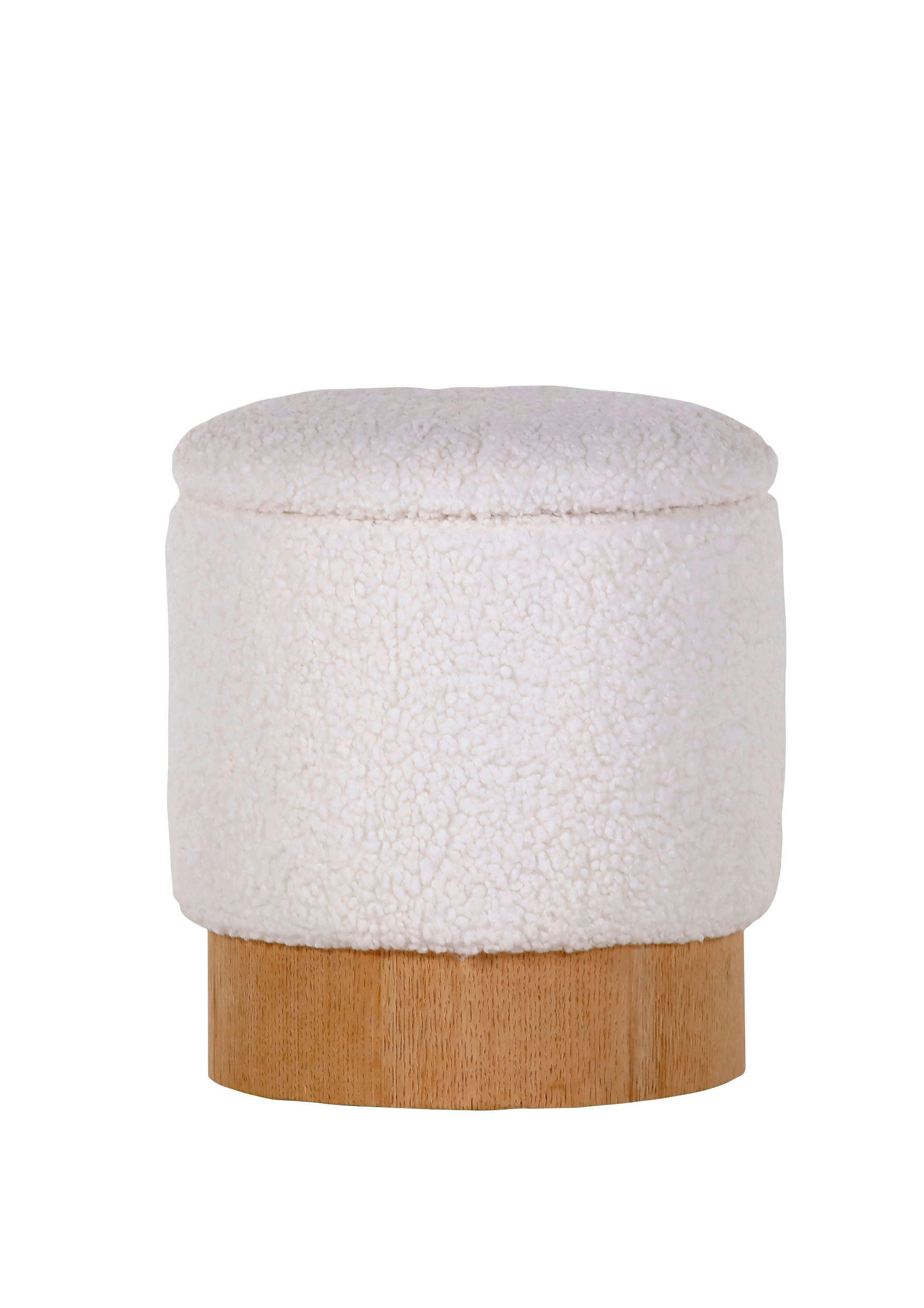 HOCKER Teddystoff Weiß, Kieferfarben  - Naturfarben/Weiß, Design, Holz/Textil (35/40/35cm) - Landscape