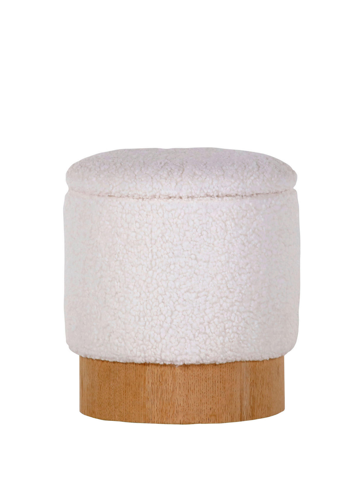 HOCKER Teddystoff Weiß, Kieferfarben  - Naturfarben/Weiß, Design, Holz/Textil (35/40/35cm) - Landscape