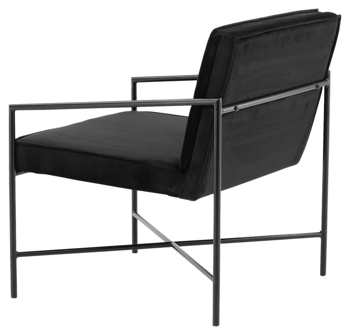 SESSEL in Samt Schwarz  - Schwarz, Design, Textil/Metall (66/78/65cm) - Livetastic