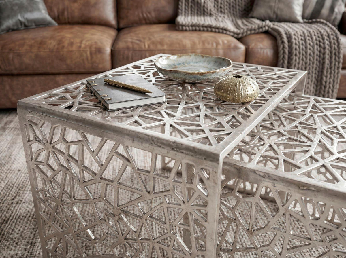 Set De Măsuțe Suprapuse din metal, 50/40/40/35/40/35 cm - argintiu, Design, metal (50/40/40/35/40/35cm) - MID.YOU