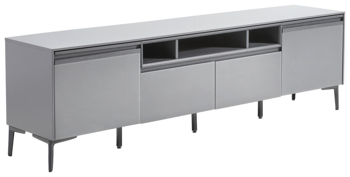 LOWBOARD  in 195/55/40 cm  - Dunkelgrau/Schwarz, Design, Glas/Holzwerkstoff (195/55/40cm) - Novel