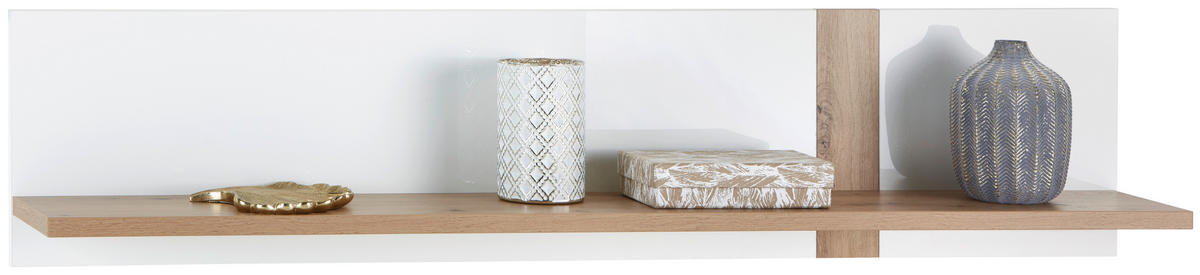 STENSKA POLICA - barve hrasta/bela, Moderno, kovina/umetna masa (140/29,6/21,9cm) - Hom`in