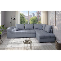 ECKSCHLAFSOFA Alvito Hellblau Chenille  - Schwarz/Hellblau, MODERN, Holz/Textil (298/202cm) - MID.YOU