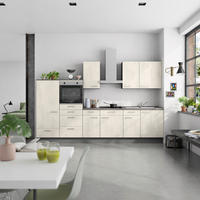 KÜCHENBLOCK Riva 330 cm  in Weiß, Schieferfarben  - Schieferfarben/Edelstahlfarben, MODERN, Holzwerkstoff/Metall (330cm) - Nobilia