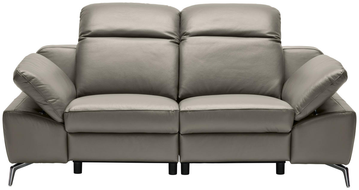 KÉTÜLÉSES KANAPÉ bőr szürkésbarna  - krómszínű/fekete, Design, műanyag/bőr (194/83-99/110cm) - Celina Home