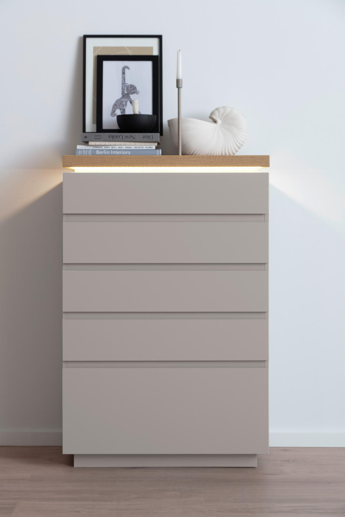 KOMMODE , 75/116/40 cm, 5 Schublade(n)  - Kaschmir/Eichefarben, Design, Holzwerkstoff (75/116/40cm) - Livetastic