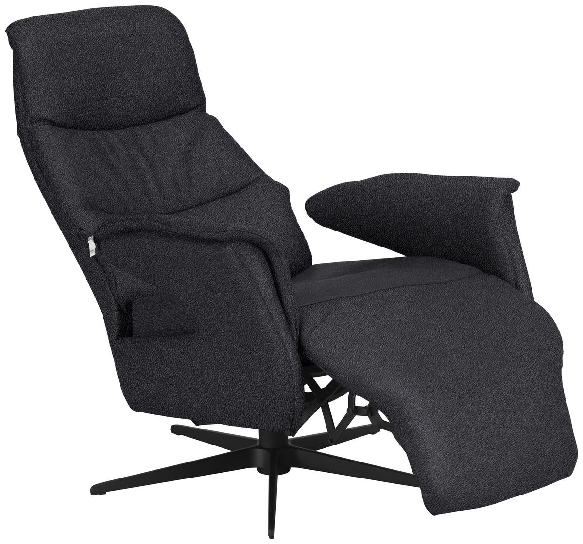 RELAXSESSEL in Leder Anthrazit  - Anthrazit/Schwarz, Design, Leder/Metall (74/105/83cm) - Welnova