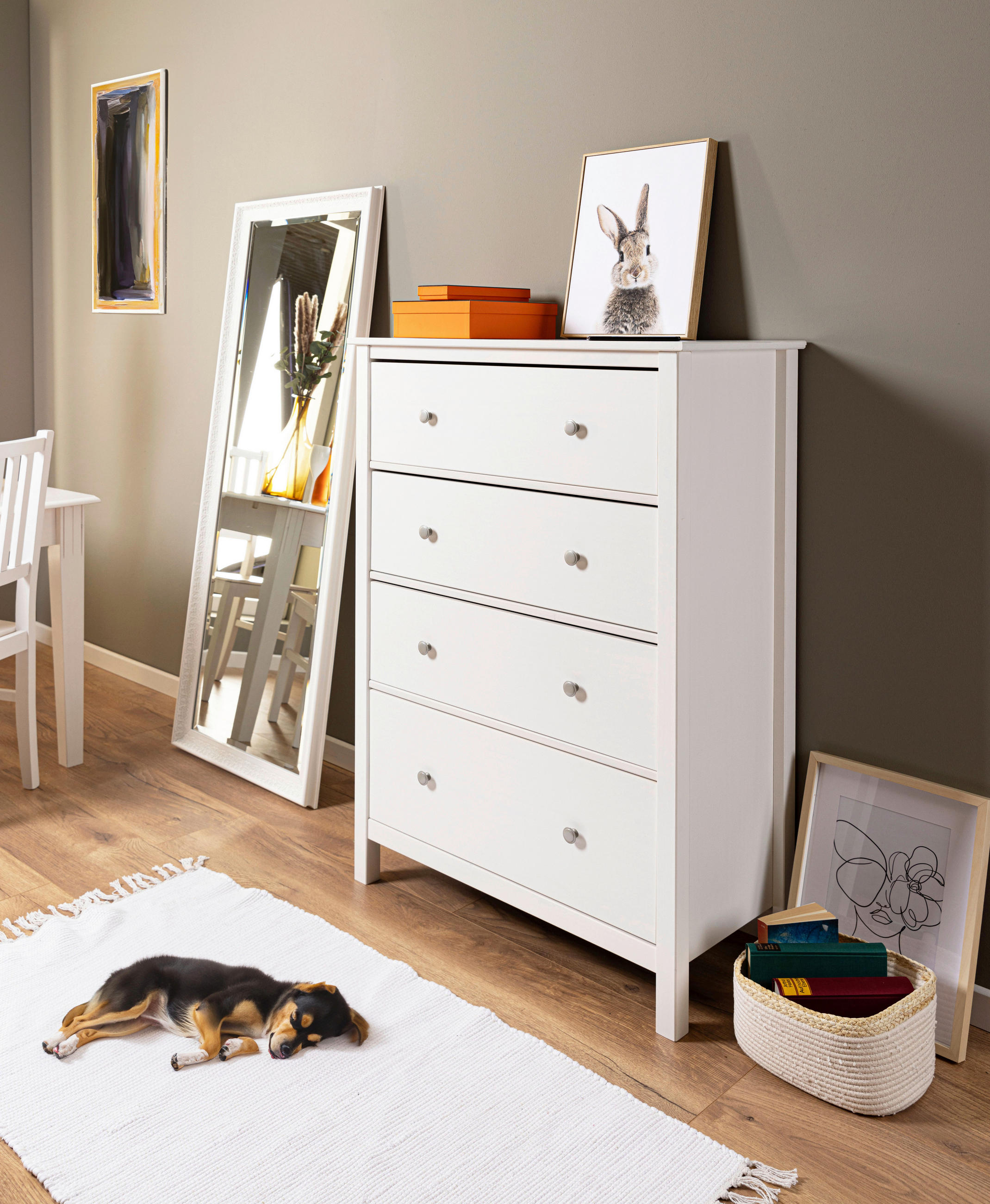 KOMODA, bela - siva/bela, Design, kovina/les (82/120/39,5cm) - Livetastic