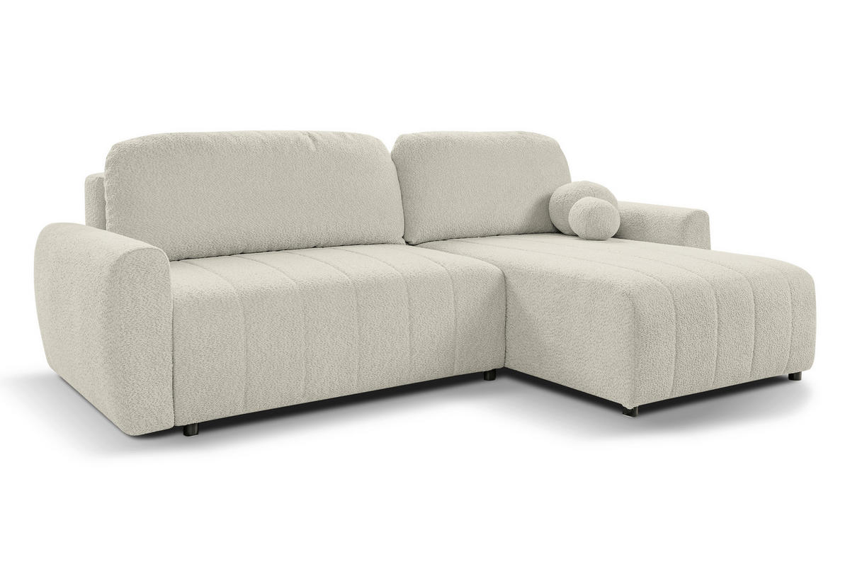 ECKSOFA LUNA Beige Struktur, Bouclé  - Beige/Schwarz, Basics, Kunststoff/Textil (260/161cm) - Livetastic