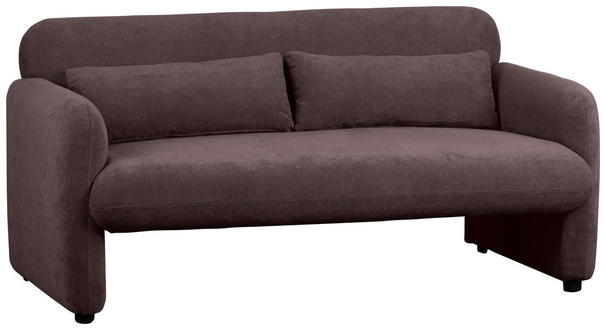 2-SITZER-SOFA MILA Samt Dunkelrot  - Schwarz/Dunkelrot, Design, Kunststoff/Textil (148/83/76cm) - MID.YOU