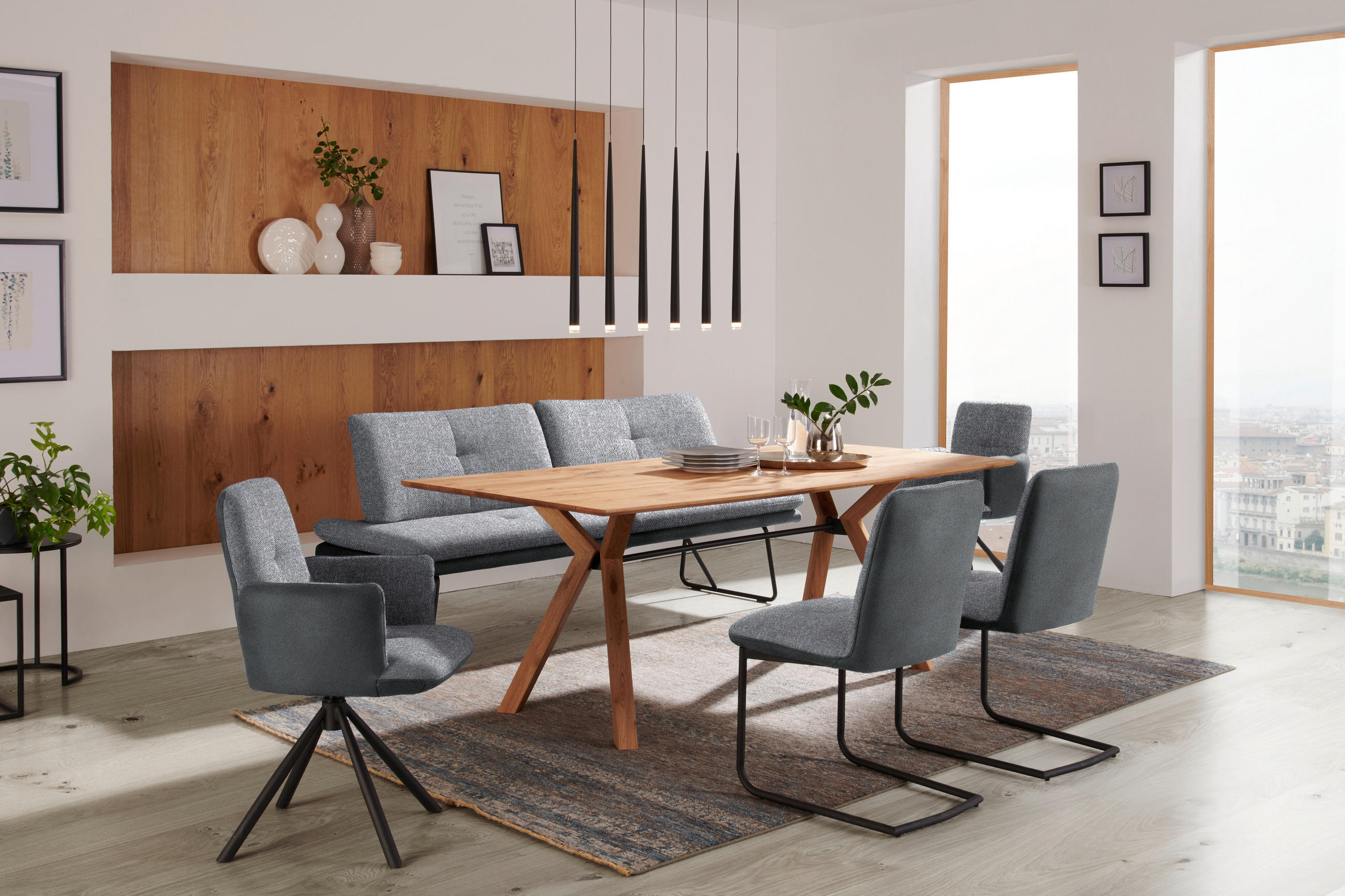 SCHWINGSTUHL  in Stahl Flachgewebe  - Dunkelgrau/Schwarz, Design, Textil/Metall (48/91/62cm) - Dieter Knoll