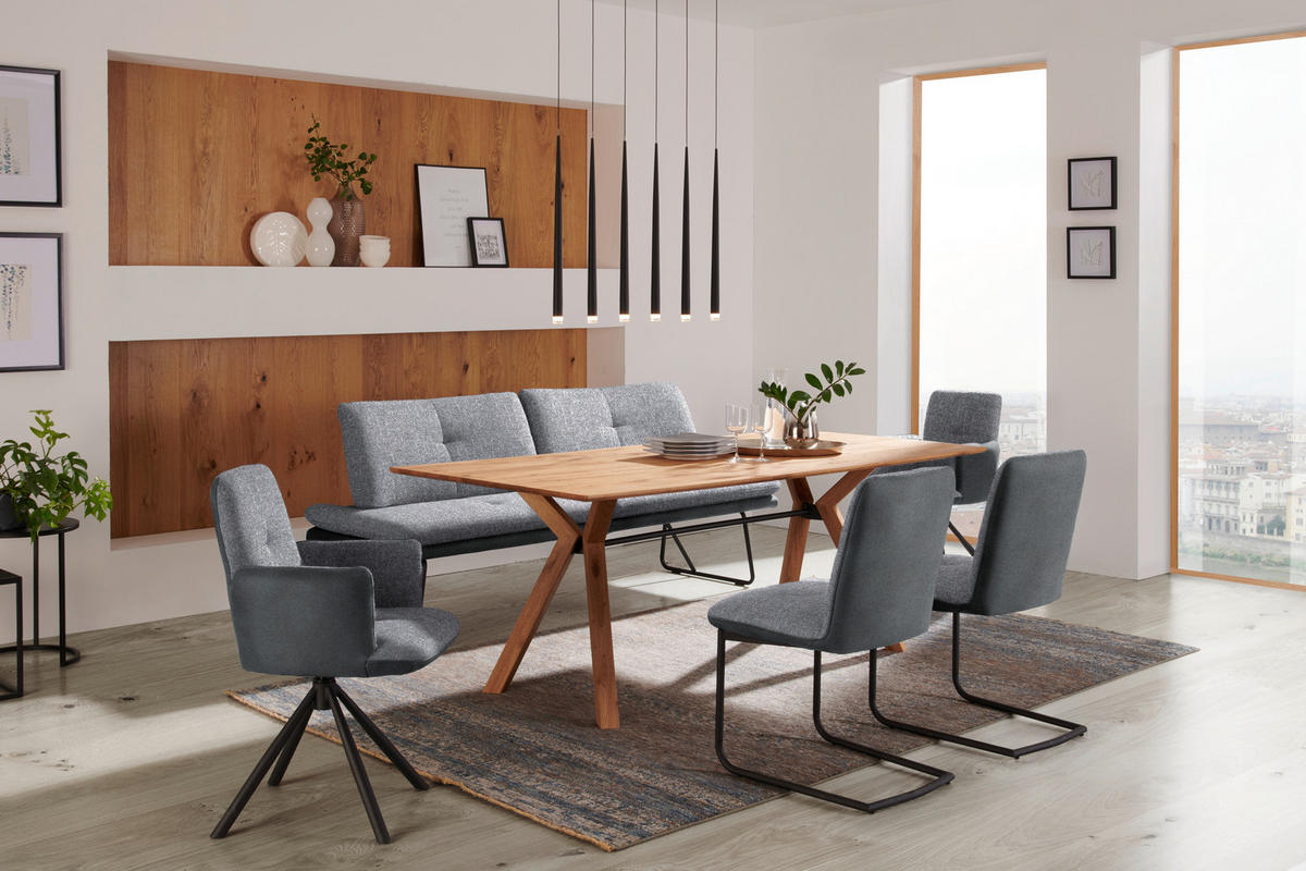 SITZBANK in Metall, Textil Dunkelgrau  - Dunkelgrau/Schwarz, Design, Textil/Metall (208/91/72cm) - Dieter Knoll