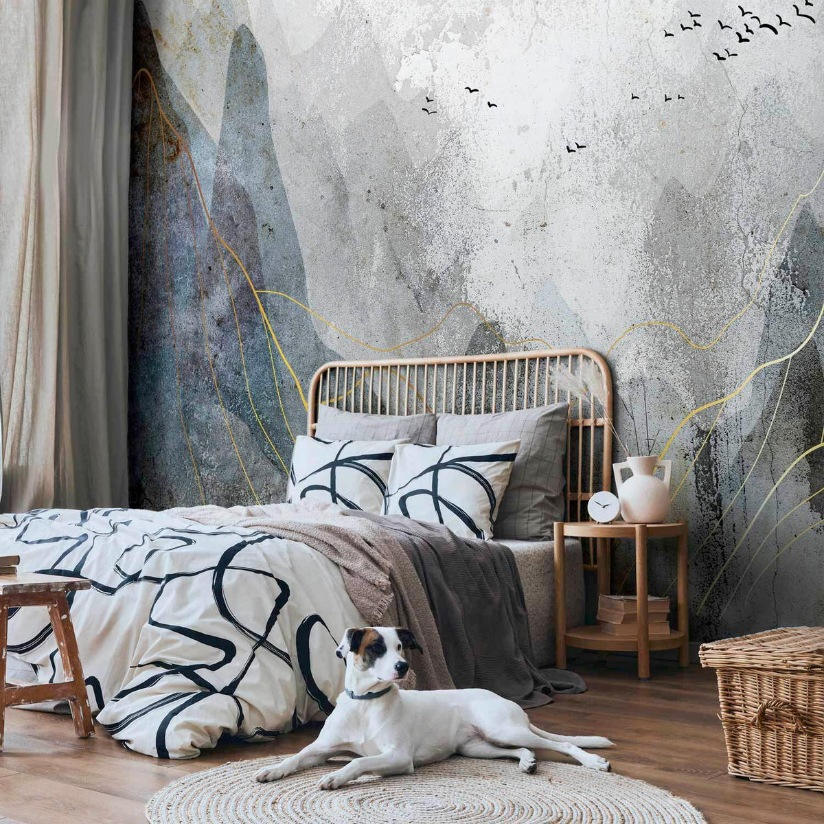 FOTOTAPETE  - Graublau/Hellgrau, LIFESTYLE, Textil (400/280cm) - artgeist