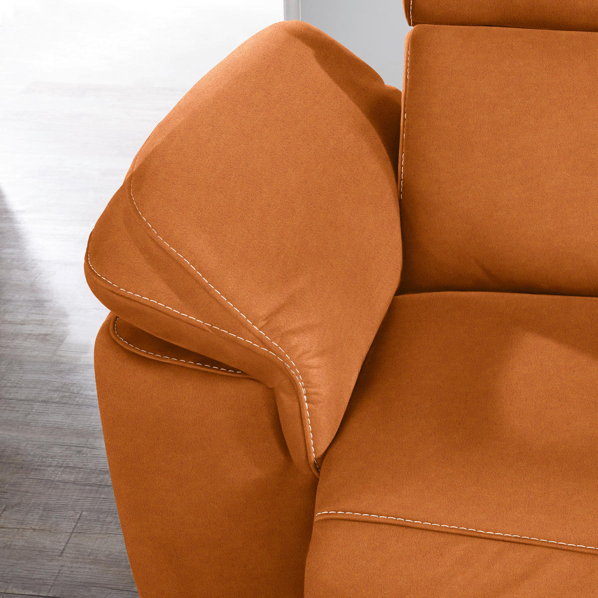 ECKSOFA in Flachgewebe, Mikrofaser Terracotta  271/239 cm  - Beige/Terracotta, Design, Textil/Metall (271/239cm) - Cantus