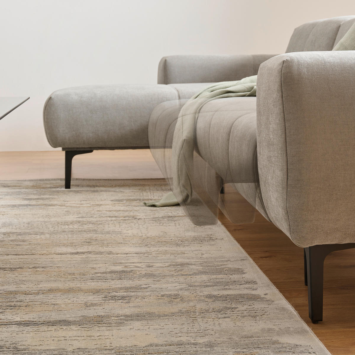 ECKSOFA in Chenille Grau  - Schwarz/Grau, Design, Textil/Metall (167/311cm) - Xora