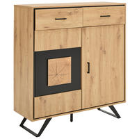 HIGHBOARD  in 110/121/40 cm  - Eichefarben/Schwarz, LIFESTYLE, Holzwerkstoff/Metall (110/121/40cm) - Xora