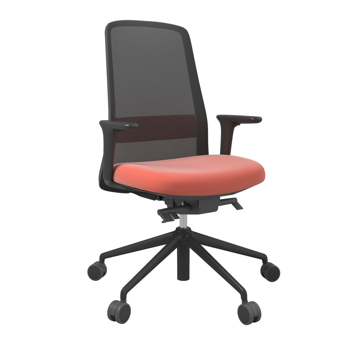 DREHSTUHL Lederlook Orange, Schwarz  - Schwarz/Orange, MODERN, Kunststoff/Textil (70/103-115/70cm)