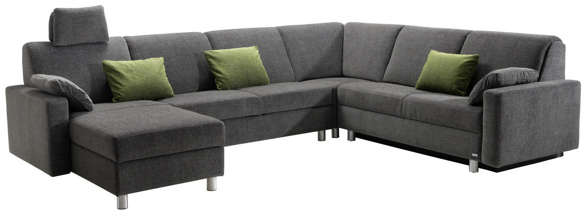 WOHNLANDSCHAFT in Chenille Anthrazit  - Anthrazit/Alufarben, KONVENTIONELL, Textil (158/323/237cm) - Sedda