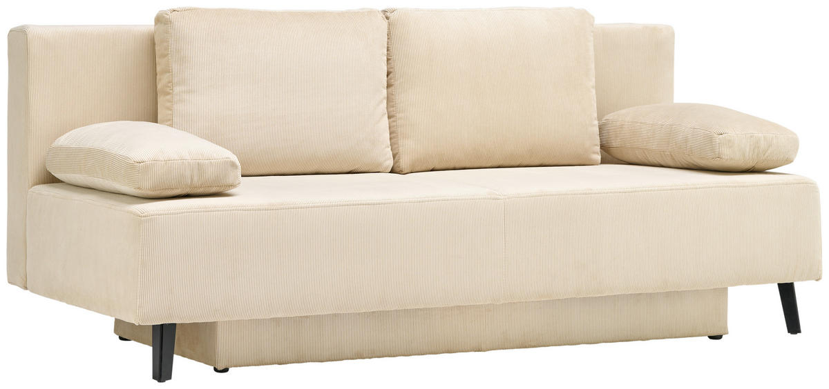 SCHLAFSOFA in Cord Beige  - Beige/Schwarz, Design, Textil/Metall (193/85/88cm) - Novel