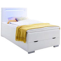 BOXSPRINGBETT 120/200 cm  in Weiß  - Edelstahlfarben/Weiß, MODERN, Kunststoff/Textil (120/200cm) - Livetastic