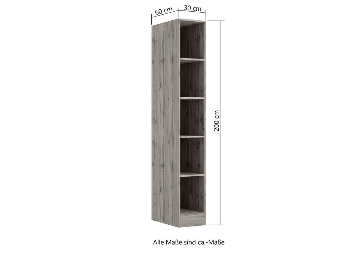 REGAL Grau  - Grau, LIFESTYLE, Holzwerkstoff (30/200/60cm) - Held