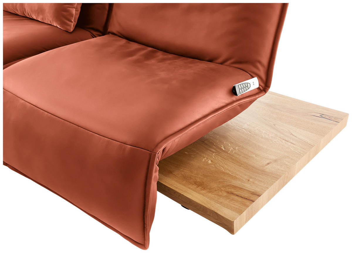2-SITZER-SOFA in Echtleder Orange  - Eichefarben/Schwarz, Natur, Leder/Holz (240/63/115cm) - Koinor
