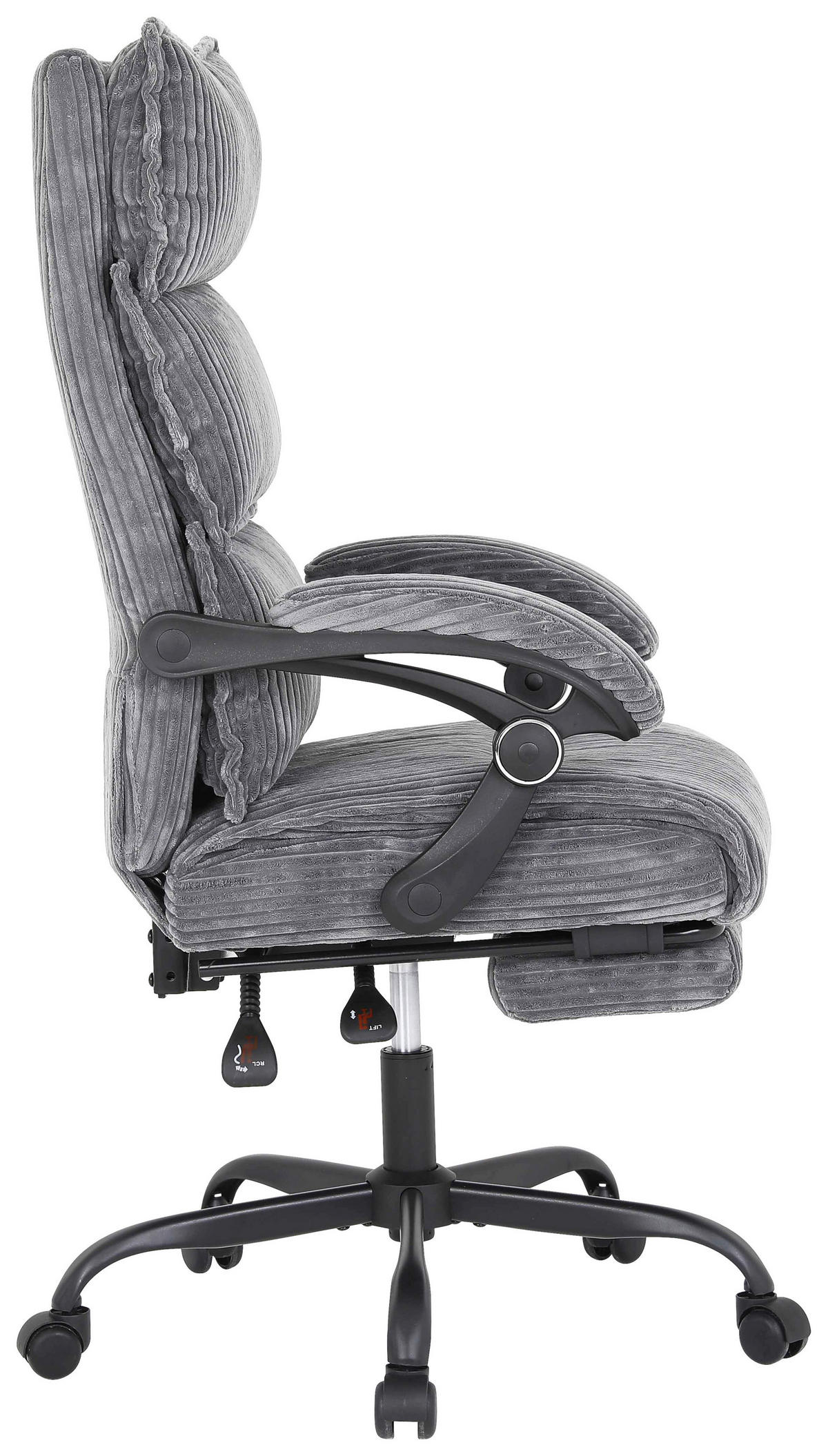 DREHSTUHL Cord Grau  - Schwarz/Grau, MODERN, Holz/Kunststoff (65/116/124/65cm) - MID.YOU
