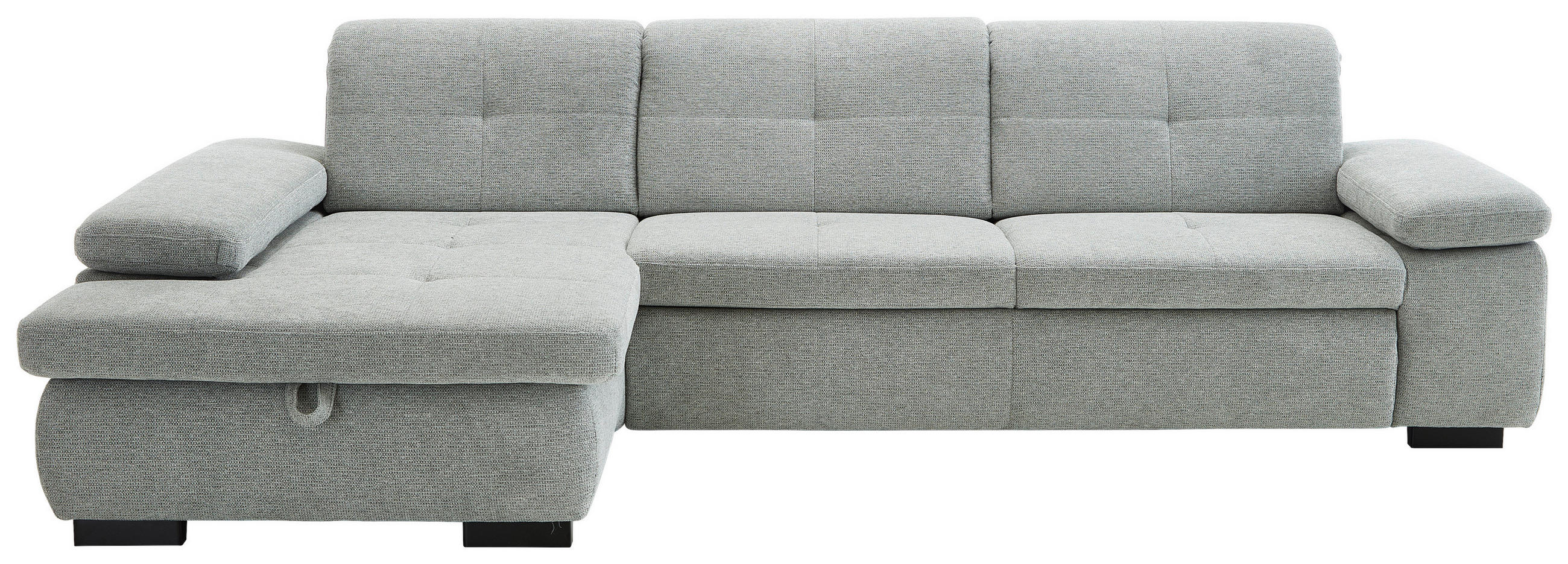 ECKSOFA in Flachgewebe Alufarben  - Schwarz/Alufarben, Design, Textil/Metall (174/297cm) - Beldomo Style