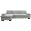 ECKSOFA in Flachgewebe Alufarben  - Schwarz/Alufarben, Design, Textil/Metall (174/297cm) - Beldomo Style
