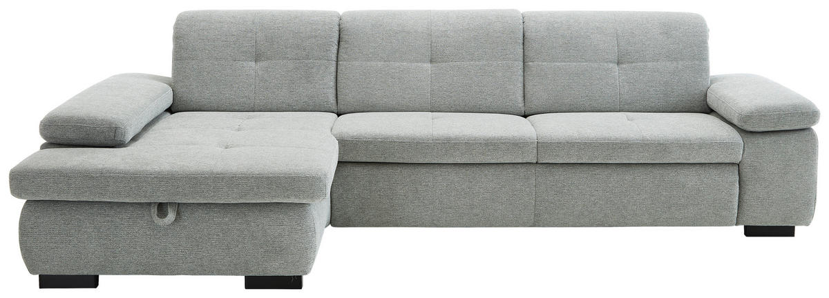 ECKSOFA in Flachgewebe Alufarben  - Schwarz/Alufarben, Design, Textil/Metall (174/297cm) - Beldomo Style