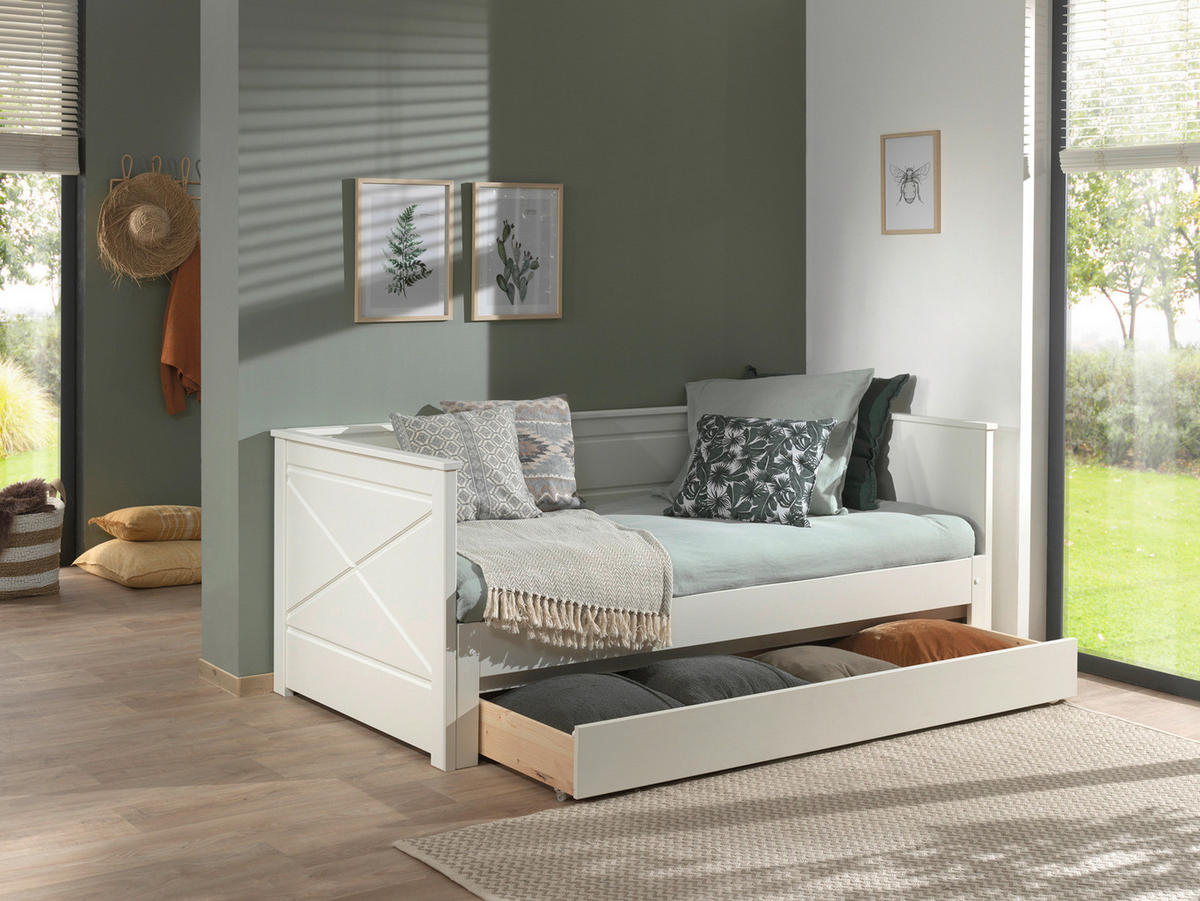 AUSZIEHBETT 90/180/200 cm  in Weiß  - Weiß, MODERN, Holz/Holzwerkstoff (90/180/200cm) - MID.YOU
