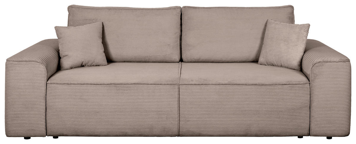 SCHLAFSOFA  mit Rücken echt, Armteil links, Armteil rechts Cord Hellgrau  - Hellgrau/Schwarz, Design, Kunststoff/Textil (261/95/108cm) - Xora