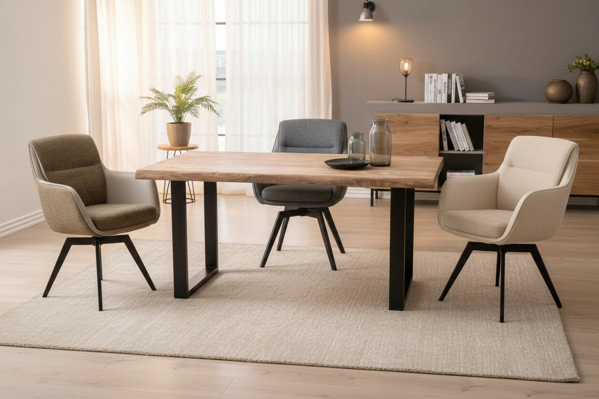 ARMLEHNSTUHL  in Eisen Chenille, Jacquard  - Beige/Schwarz, MODERN, Textil/Metall (62/92/68cm) - Livetastic