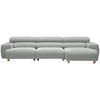 ECKSOFA in Velours Hellgrau  - Buchefarben/Hellgrau, Design, Holz/Textil (329/150cm) - Lomoco