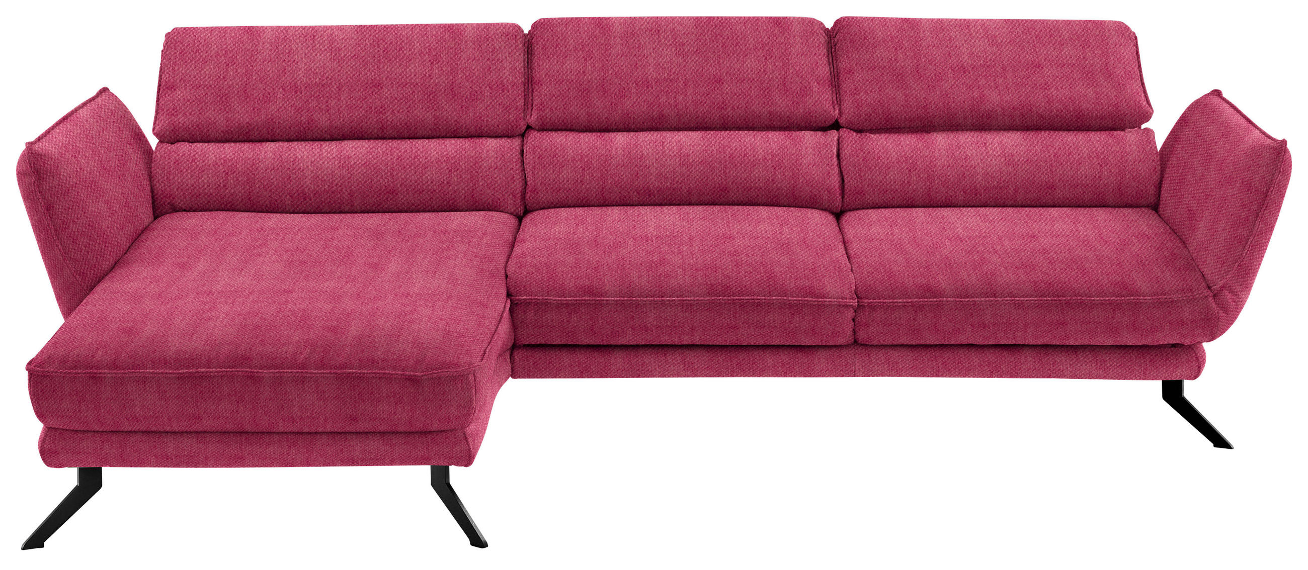 ECKSOFA in Velours Beere  - Beere/Schwarz, Design, Textil/Metall (153/283cm) - Valdera