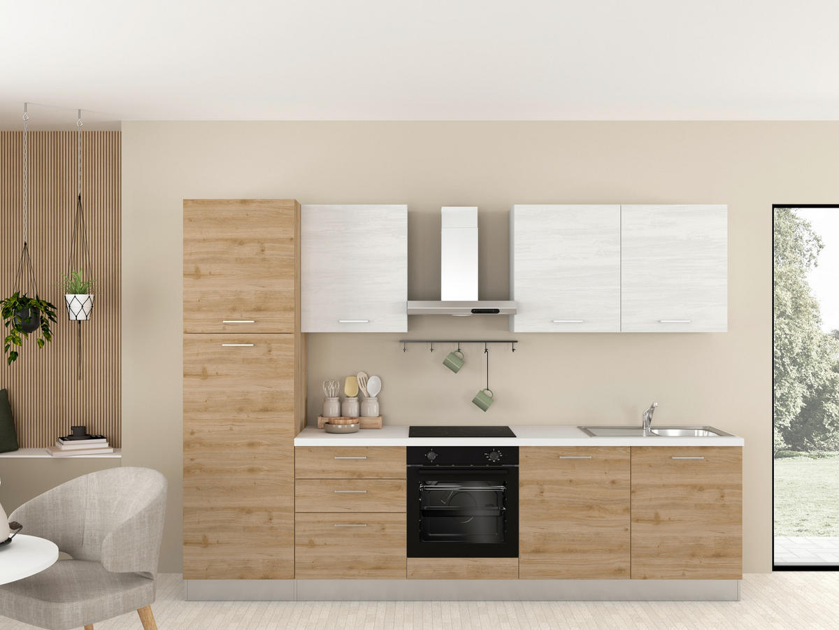 KUHINJSKI BLOK - siva/barve hrasta, kovina/umetna masa (300cm) - Italstyle