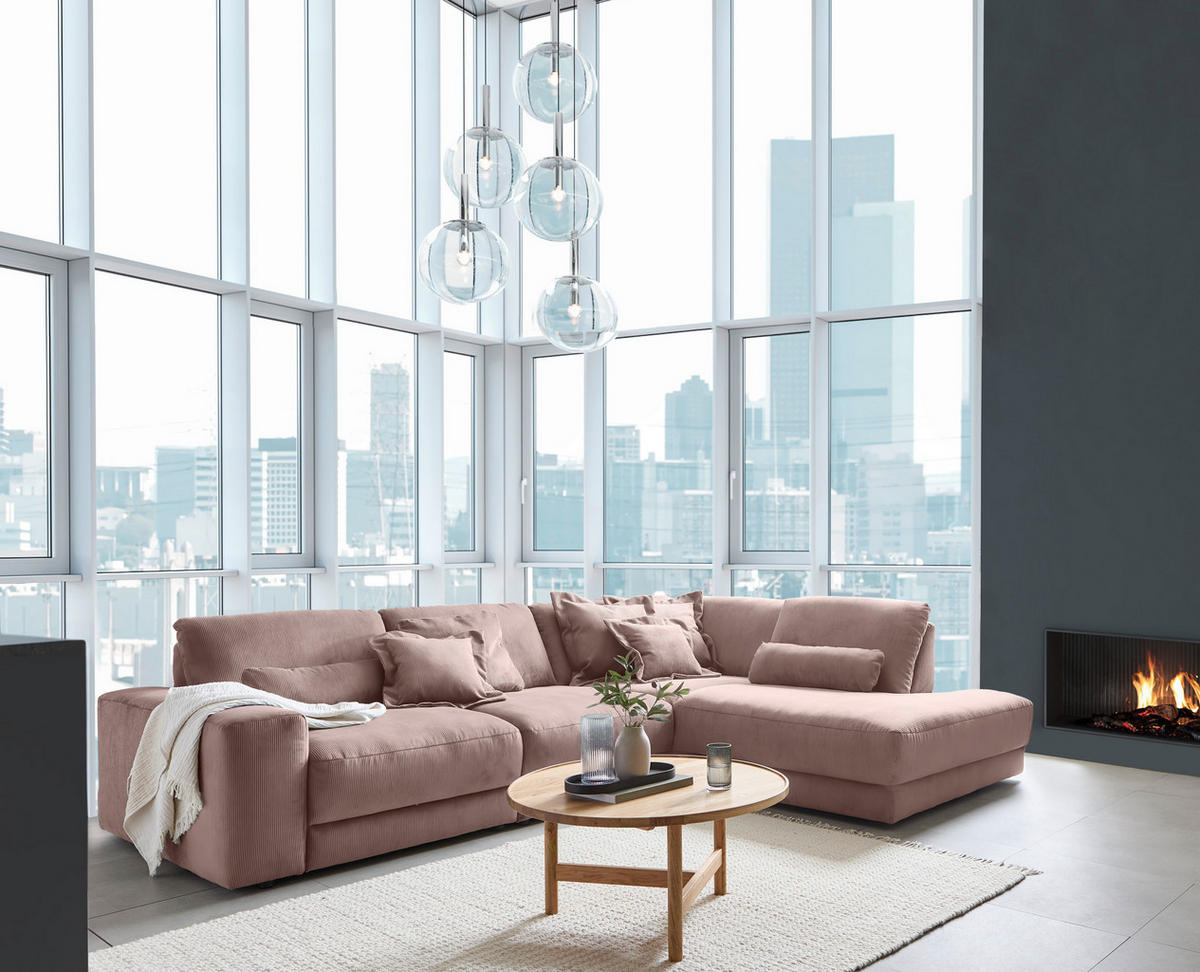 ECKSOFA Niels Andersson Altrosa Feincord  - Schwarz/Altrosa, Design, Kunststoff/Textil (316/242cm) - Niels Andersson