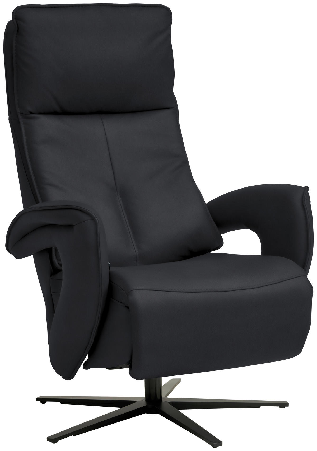 RELAXSESSEL in Leder Anthrazit  - Anthrazit/Schwarz, Design, Leder/Metall (77/119/87cm) - Valdera