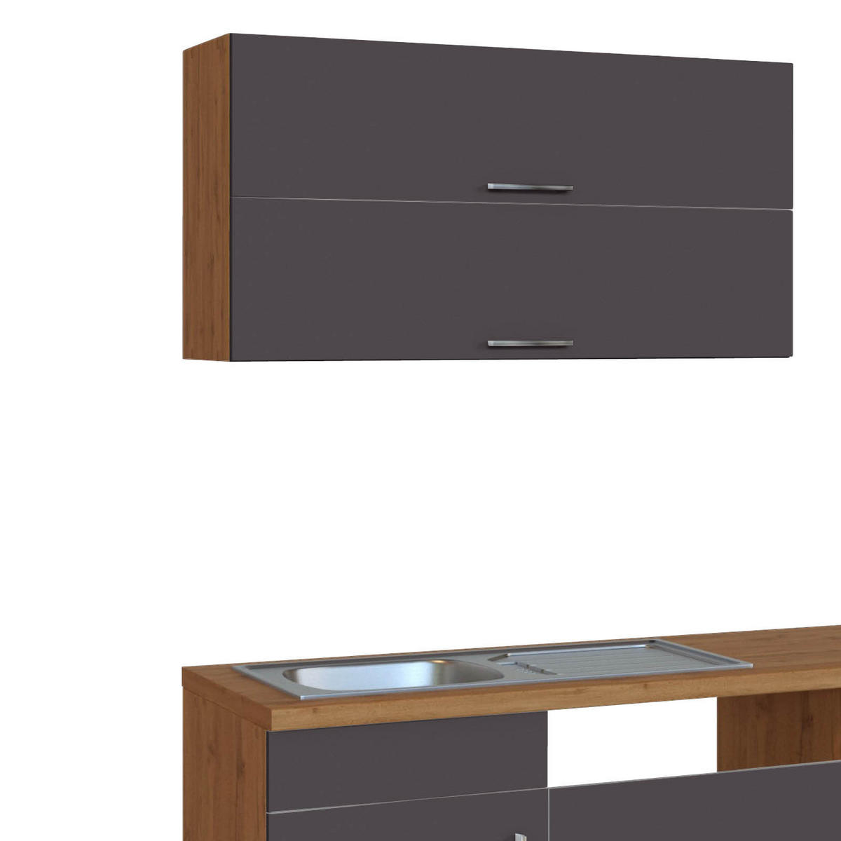 KÜCHENLEERBLOCK 360 cm   in Anthrazit  - Eichefarben/Anthrazit, MODERN, Holzwerkstoff (360cm) - Held