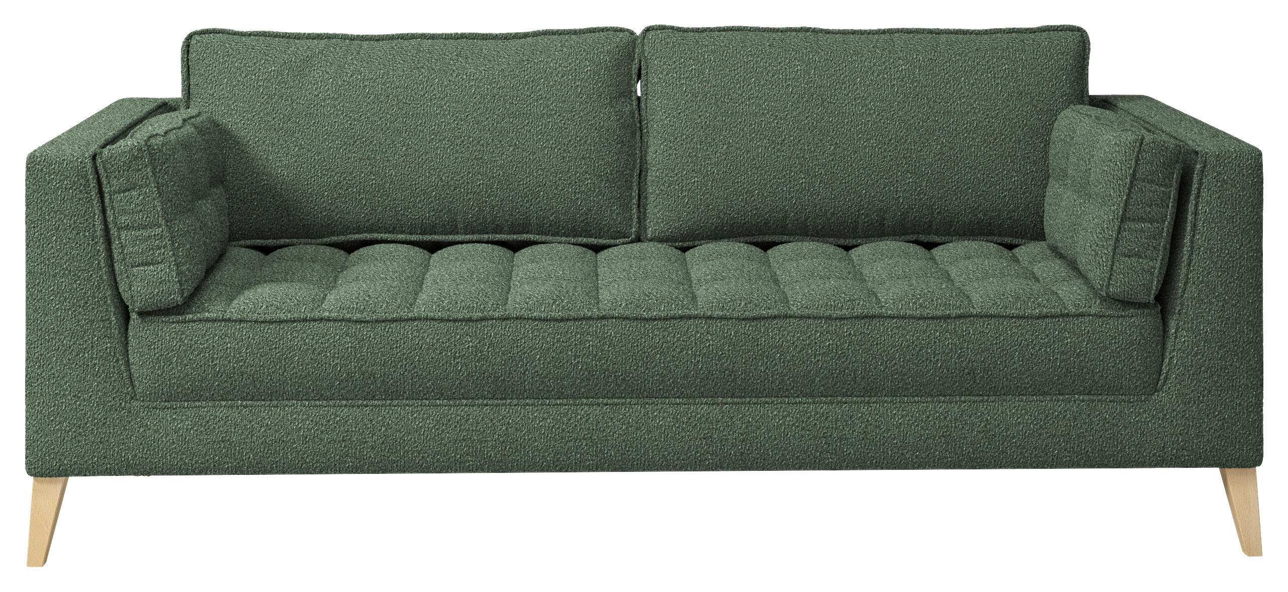 3-SITZER-SOFA in Bouclé Dunkelgrün  - Dunkelgrün/Naturfarben, Design, Holzwerkstoff/Textil (170/95/85cm) - MID.YOU