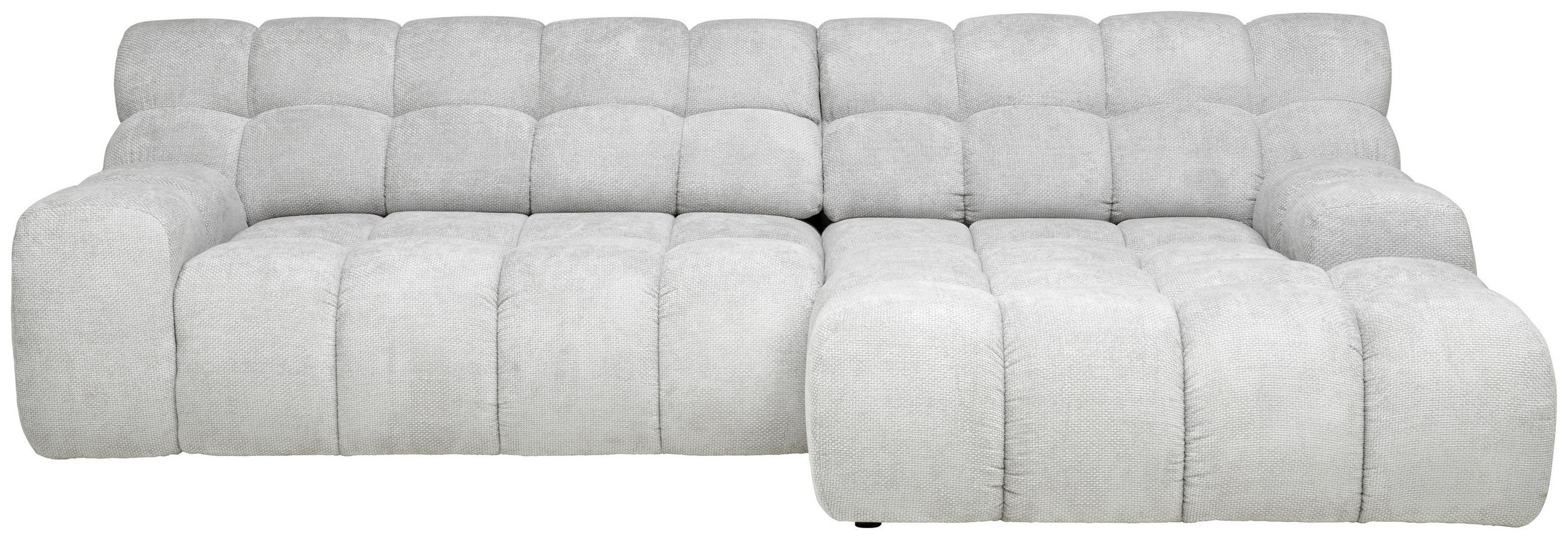 ECKSOFA in Webstoff Silberfarben  - Silberfarben/Schwarz, Modern, Kunststoff/Textil (297/180cm) - Welnova