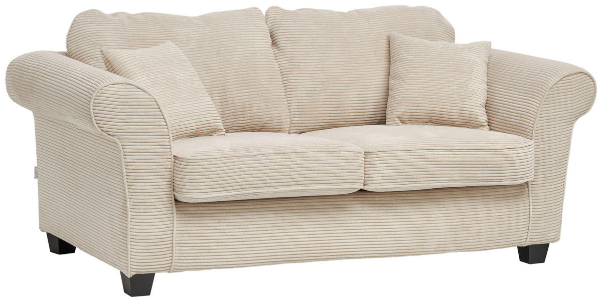 2-SITZER-SOFA in Cord Naturfarben  - Dunkelbraun/Naturfarben, Konventionell, Holz/Textil (190/70/90cm) - home24