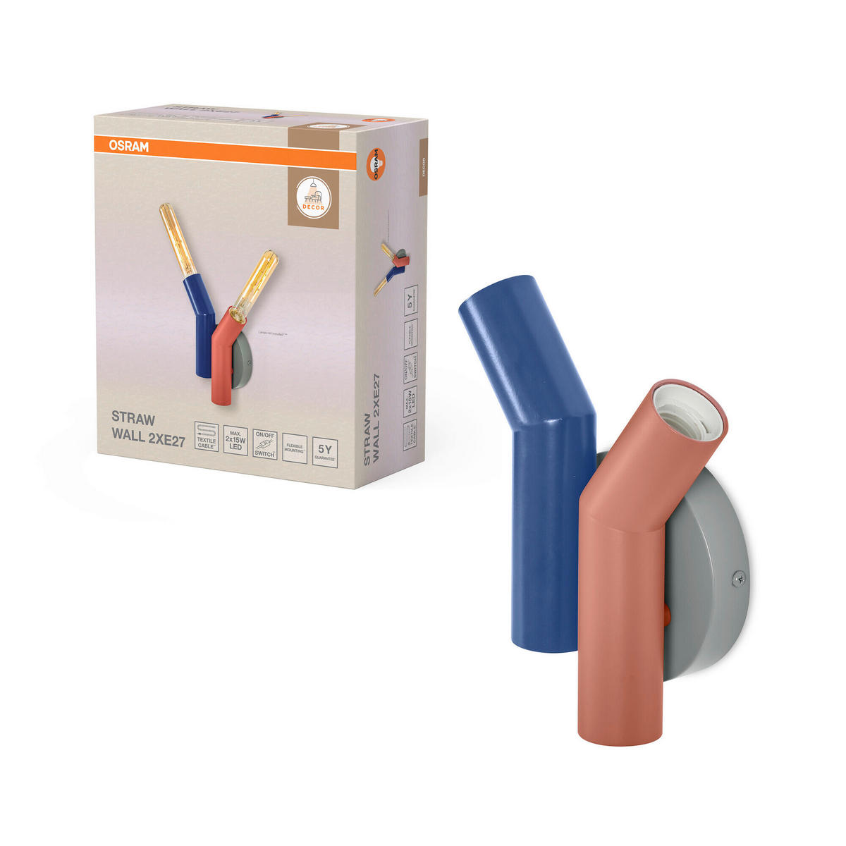 WANDLEUCHTE 18/7.7/21 cm   - Design, Metall (18/7.7/21cm) - Osram