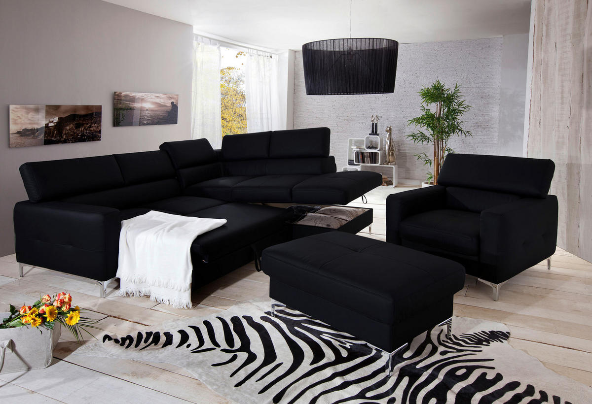 SESSEL in Echtleder Schwarz  - Chromfarben/Schwarz, Design, Leder/Metall (99/78-92/106cm) - Livetastic