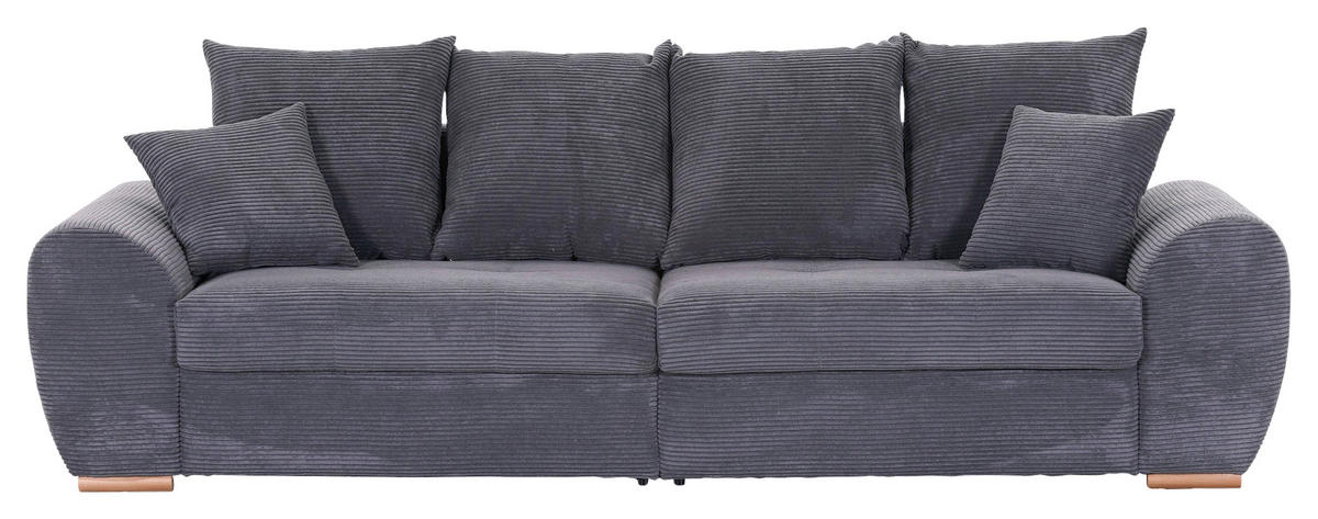 BIGSOFA in Cord Dunkelgrau  - Eichefarben/Dunkelgrau, Konventionell, Holz/Textil (270/72/109cm) - Carryhome