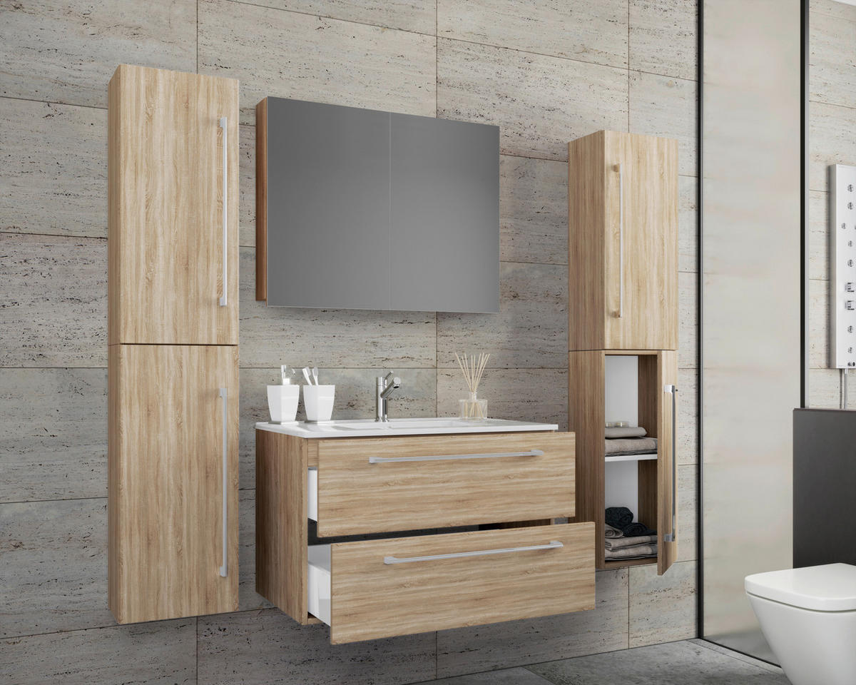 BADEZIMMER  in 127 cm  - Weiß/Grau, MODERN, Keramik/Holzwerkstoff (127cm) - MID.YOU